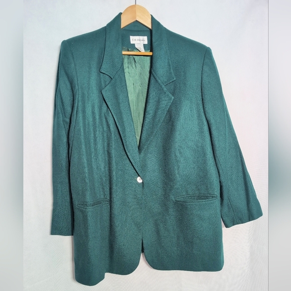 Vintage C.D. Daniels Sz 20W Emerald Green Wool Blazer - Picture 2 of 6